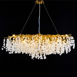 Modern Silver Oval Tree Branch Round Glass LED Chandelier