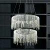 Modern 2-Round Black Steel Dimmable Crystal LED Chandelier