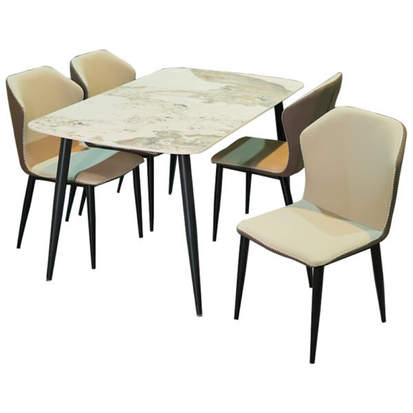 Luxury Marble Top Rectangular Modern Design Dining Table Set