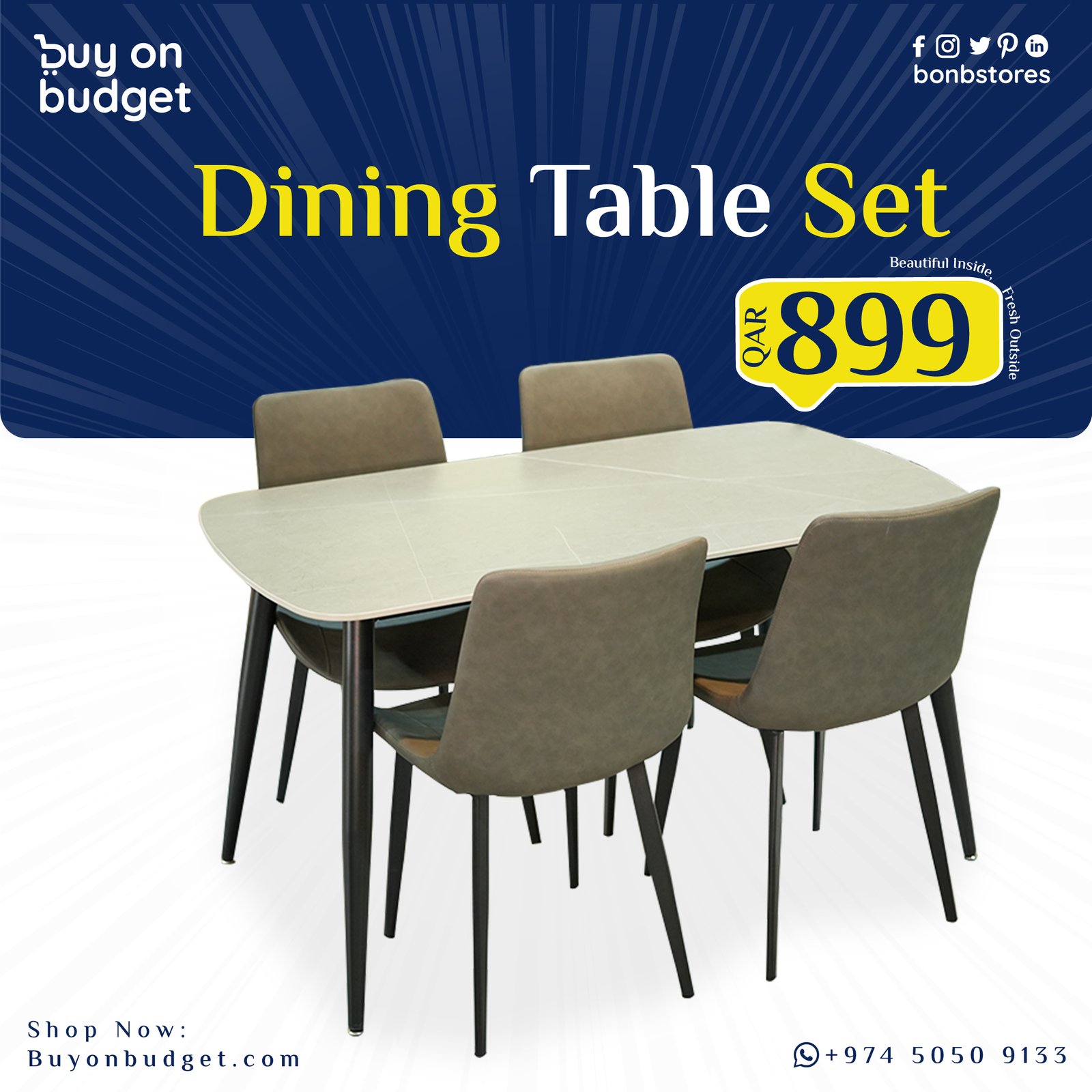 Dining Table Set - 1+4  - 140x80 (A37+B37)