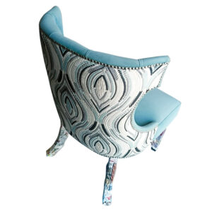 Light Blue Velvet Dining and Restaurant Chair with Solid Wood Legs