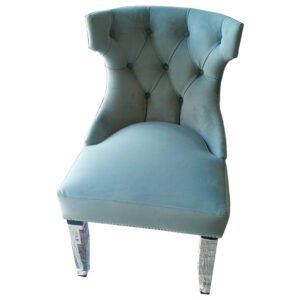 Light Blue Velvet Dining and Restaurant Chair with Solid Wood Legs