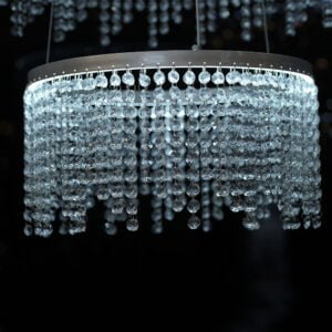 Modern 3-Round Silver Steel Dimmable Crystal LED Chandelier – OM801709 (3-Tone) 108W (D80+60+40)