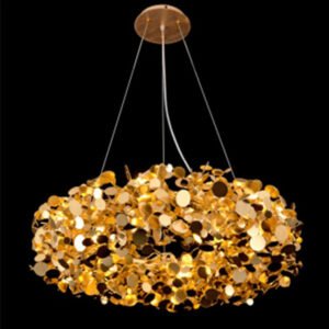 Luxury Gold Creative Halo Penny Round LED Pendant Light