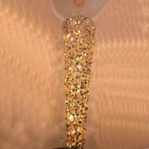 Modern Luxury Gold Long Halo Penny Round LED Pendant Light