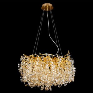 Luxury Gold Aluminum Falling Raindrop Crystal LED Pendant Light