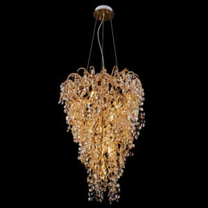 Luxury Gold Decorative 12-Light Money Tree Crystal LED Pendant Light