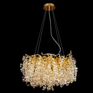 Luxury Gold Aluminum Falling Raindrop Crystal LED Pendant Light