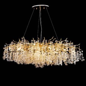 Modern Chrome Round Tree Branch Glass LED Pendant Light