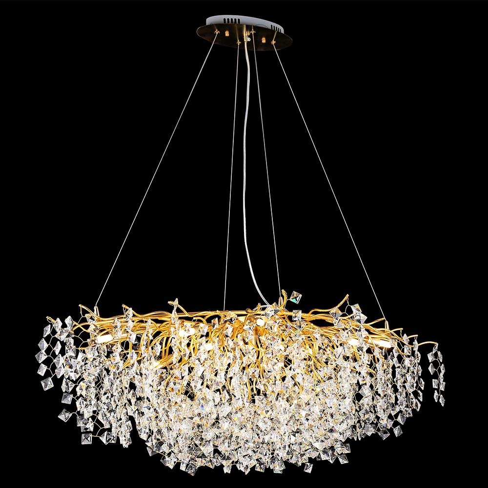 Modern Gold Round Tree Branch Crystal LED Pendant Light