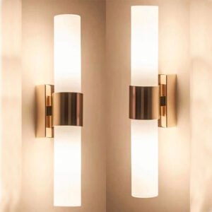 Modern Silver Brass Long Glass Tube LED Wall Lamp