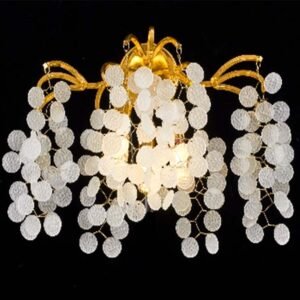 Luxury Gold Organic Branch Round Crystal LED Wall Lamp
