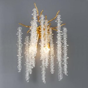 Indoor Gold Branch Crystal LED Wall Light