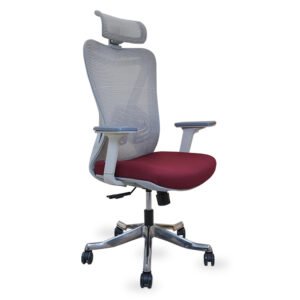 Office Chair with Head Rest - Grey and Red