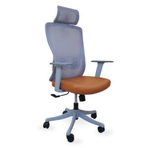Office Chair with Head Rest - Grey and Brown
