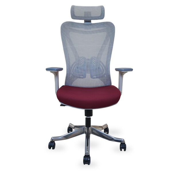 Office Chair with Head Rest - Grey and Red