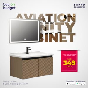 Aviation Vanity Cabinet 800MM with LED Mirror – Brown (4000K) AV-0006 (1-Set,2-Cartoon)