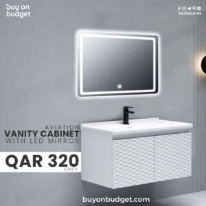 Aviation Vanity Cabinet 600MM with LED Mirror - White (4000K)