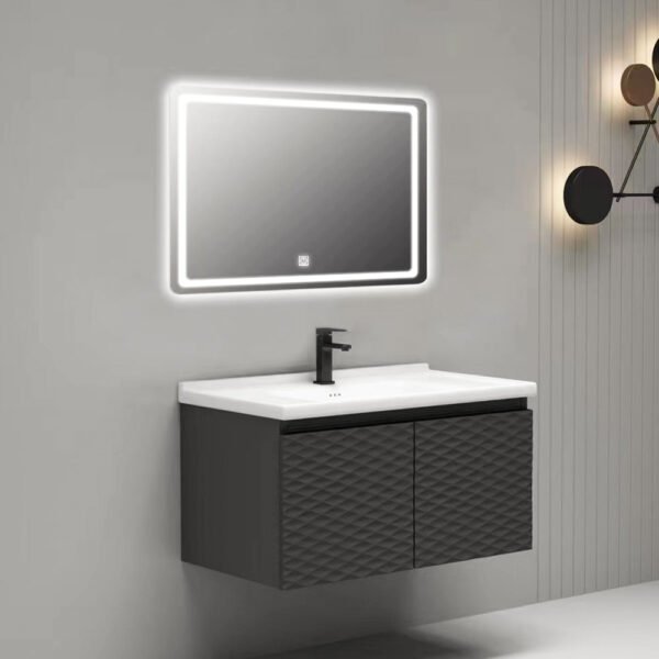 Aviation Vanity Cabinet 800MM with LED Mirror – Black