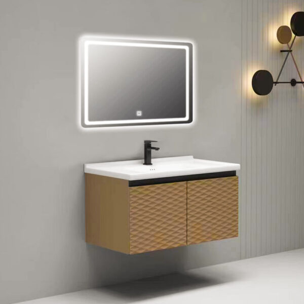 Aviation Vanity Cabinet 800MM with LED Mirror – Brown (4000K) AV-0006 (1-Set,2-Cartoon)