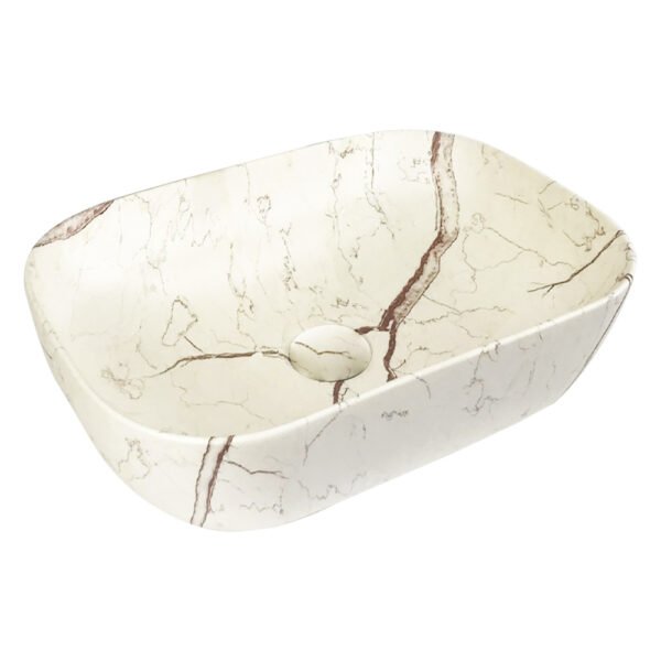 Curved Rectangular Countertop Wash Basin 465x320x135MM – Marble Grey