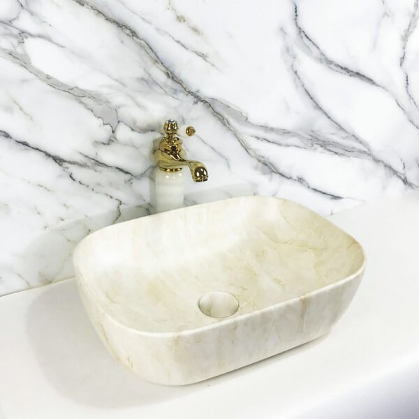 Curved Rectangular Countertop Wash Basin 465x320x135MM