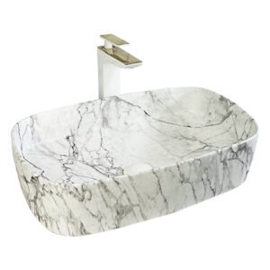 Curved Rectangular Countertop Wash Basin 500x370x130MM - Marble (4053-13M)