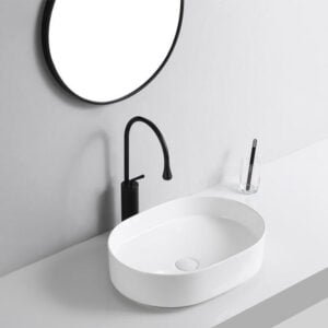 Oval Shape Countertop Wash Basin 505x370x135MM - White (1053B)