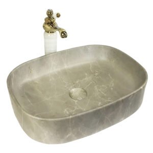 Curved Rectangular Countertop Wash Basin 510x370x120MM - Marble Brown (4200-2M)