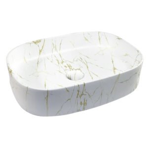 Curved Rectangular Countertop Wash Basin 510x370x120MM - Marble White