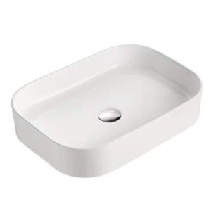 Curved Rectangular Countertop Wash Basin 550x380x110MM - White