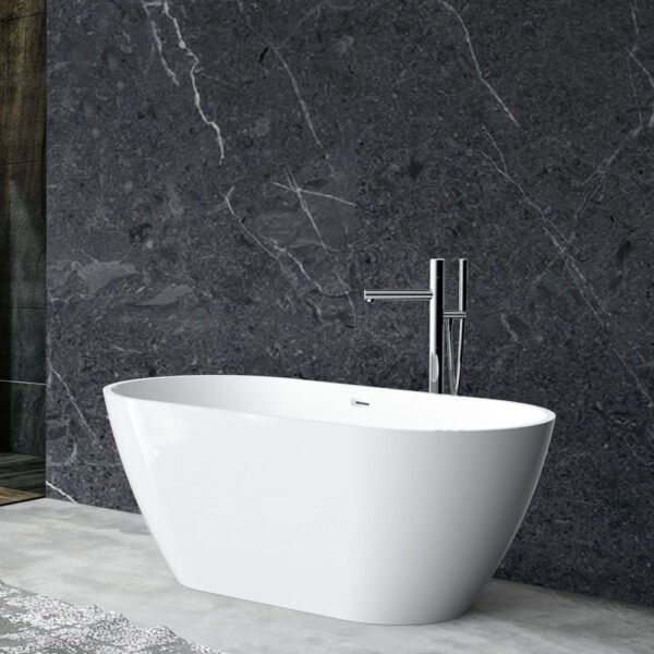 Flora-T Oval Shape Acrylic Bathtub 1600x730x580MM - Glossy White