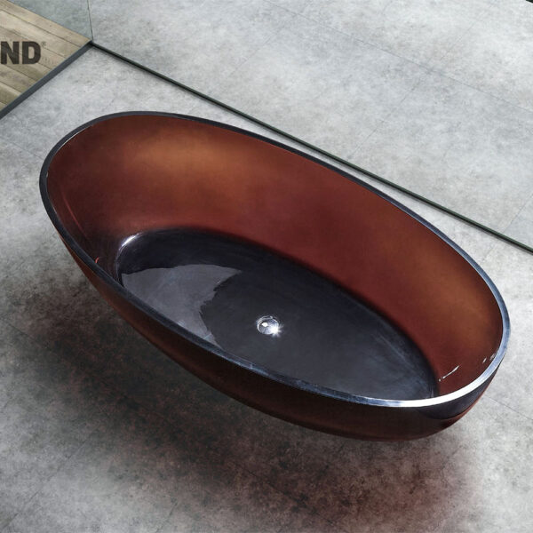 Transparent Glass Bathtub with Pop-Up Waste 1700x790x580MM - Coffee Black