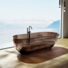 Transparent Glass Bathtub with Pop-Up Waste 1700x790x580MM - Galaxy Black