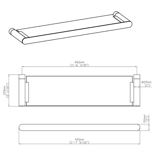 Bathroom Glass Shelf - (Chrome) A020 11 01 1