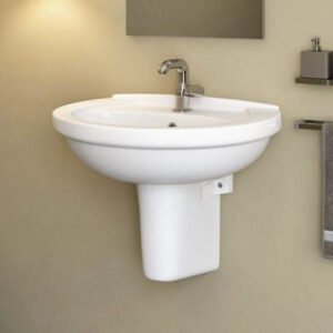 Wall Hung 1-Hole Wash Basin with Pedestal - SP White-PC
