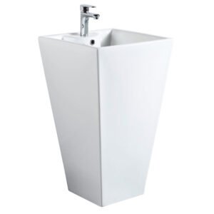 Square Pedestal Wash Basin 460x460x820MM - White