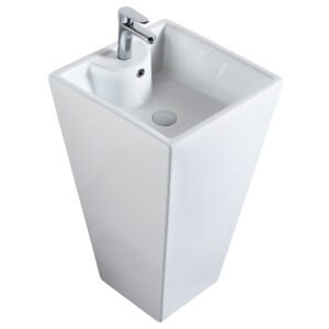 Square Pedestal Wash Basin 460x460x820MM - White