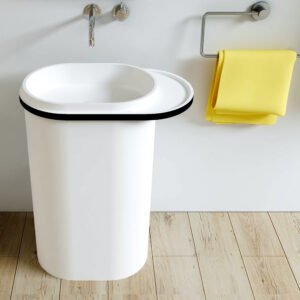 Pedestal Basin Solid Surface 570x380x850mm White with Black Liner (YL5039)
