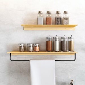 Bathroom Wall Shelf with Towel Bar – (Gold) SP213860G