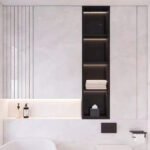 Bathroom Niche Cabinet with LED 1200x280x120MM - (Matt Black)