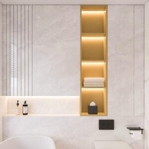Bathroom Niche Cabinet with LED 1200x280x120MM - (Brushed Gold)
