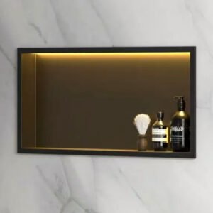 Bathroom Niche Cabinet with LED 610x280x120MM - (Matt Black)