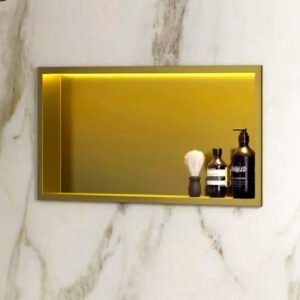 Bathroom Niche Cabinet with LED 610x280x120MM – (Brushed Gold) Single
