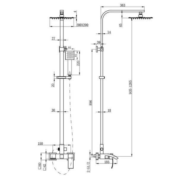 Square Head Rainfall 3-Function Shower Set - Chrome (68 3601)