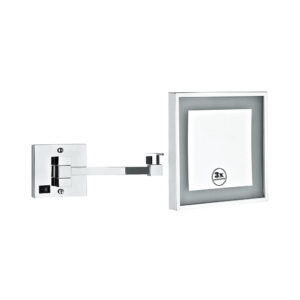 Wall Mount 3x Square Magnifying with LED Light 8-Inches Mirror - Chrome