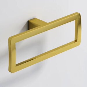 Wall Mount Square Towel Ring 165x80x50MM - Brushed Gold