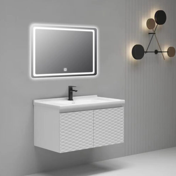 Aviation Vanity Cabinet 800MM with LED Mirror – White (4000K) AV-0002 (1-Set,2-Cartoon)