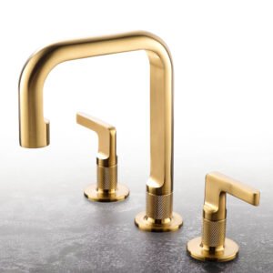 Wall Mounted Two Handle Basin Mixer - Brushed Gold
