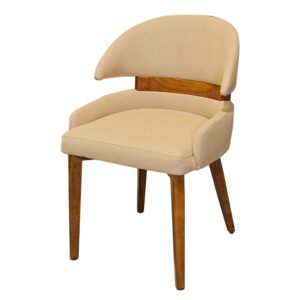 Modern Beige Upholstered Chair with Wooden Legs - 2000 (1box-2pc)